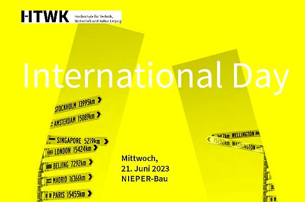 Schriftug "International Day" vor gelbem Hintergrund