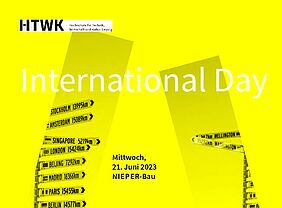 Schriftug "International Day" vor gelbem Hintergrund