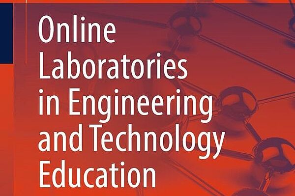 Ein rotes Buchcover mit dem dem englischen Titel "Online Laboratories"