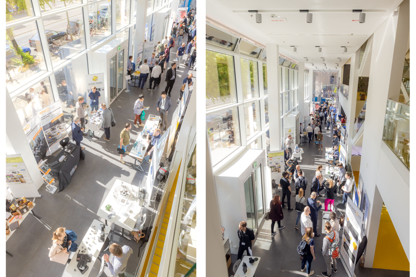 Foyer des Nieperbaus HTWK Leipzig Blick auf Industrieausstellung 3D-Druck Forum