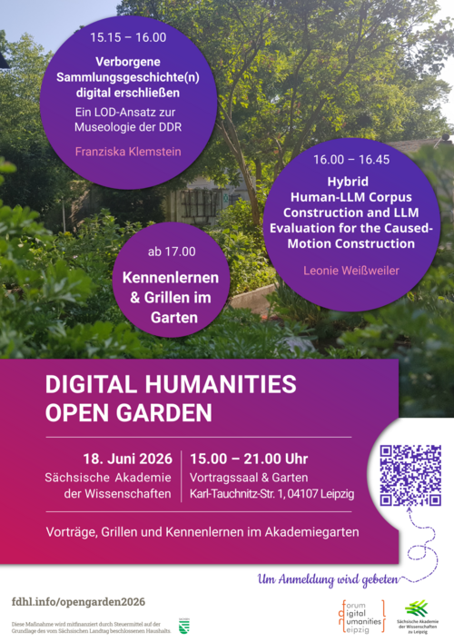 Einladendes Plakat der Veranstaltung mit der Abbildung eines Gartens