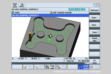 Image of the monitor from a CNC milling machine model