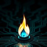 Symbolbild für Kompetenz - eine Gasflamme, die aus einer Computerplatine kommt