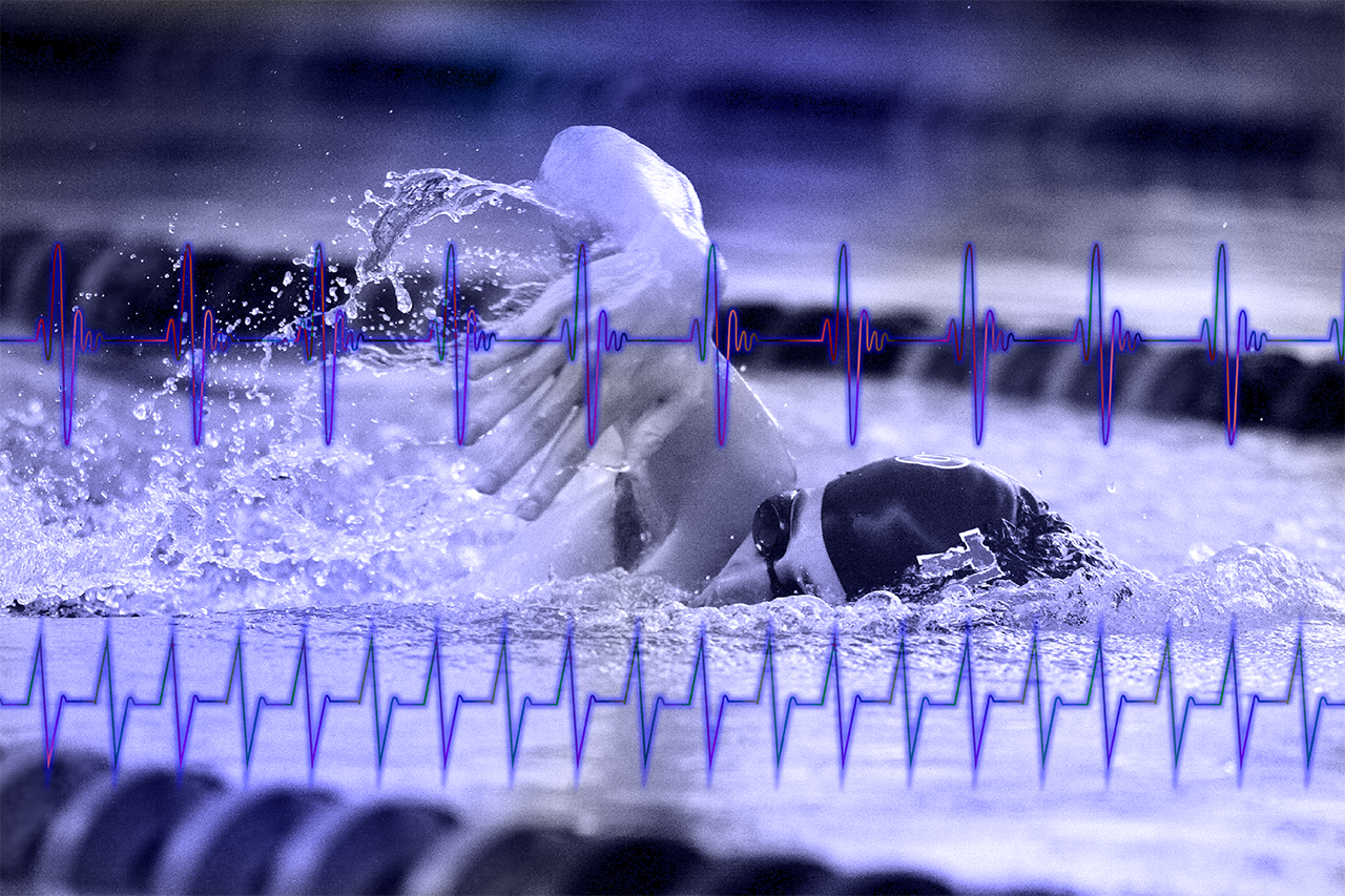 Projektbild Echtzeit EKG Messung bei Schwimmern © Anika Schreyer HTWK Leipzig, Hintergrund: pixabay