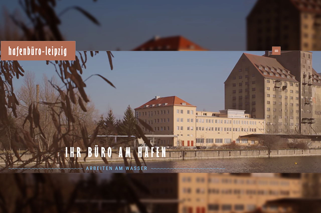 Foto vom Lindenauer Hafen davor Karl Heine Kanal, große Gebäude