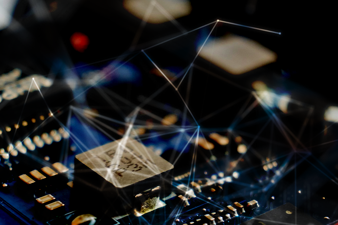 Close-up of a PC motherboard / Link leads to the project website