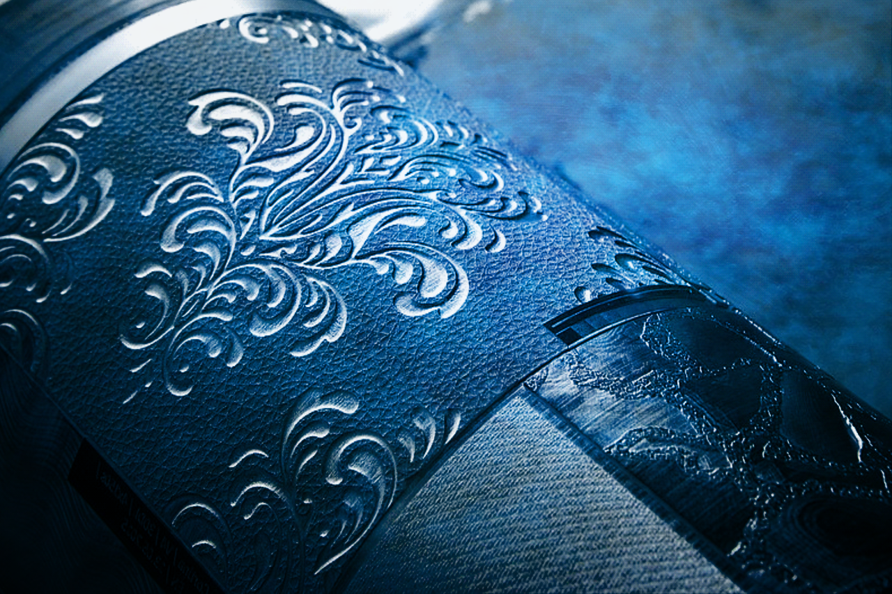 Photo of an embossing die impression with a floral pattern
