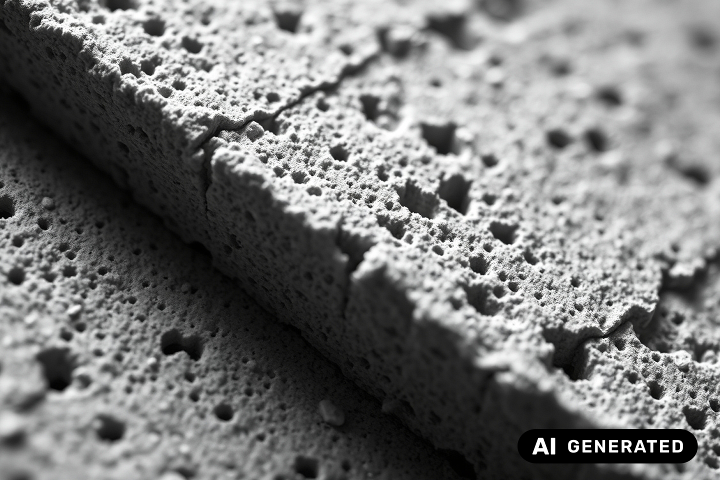 Nahaufnahme poröser Beton/bei Verlinkung führt Link zur Projektwebsite