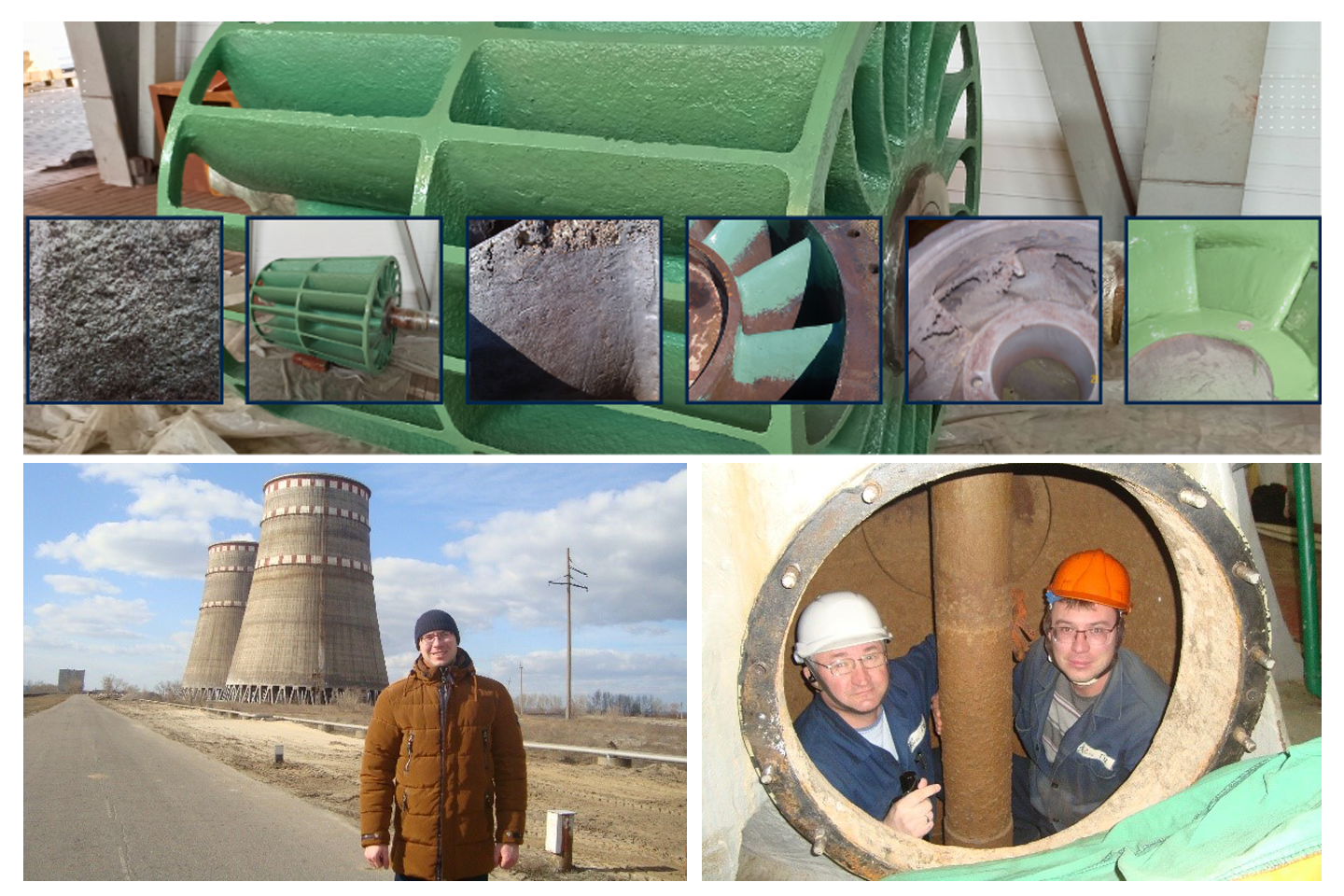 Fotocollage aus Bildern mit Dmytro und Kollegen 