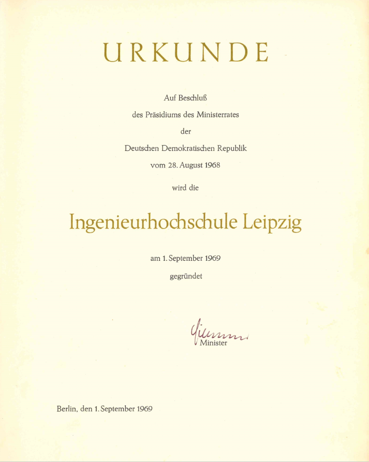 Gründungsurkunde (Bild: Archiv der HTWK Leipzig)